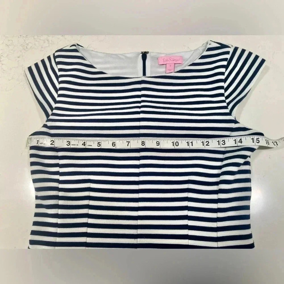Lilly Pulitzer Briella White/Blue Stripped Cap Sleeve Stretch Dress SZ S - Picture 5 of 8